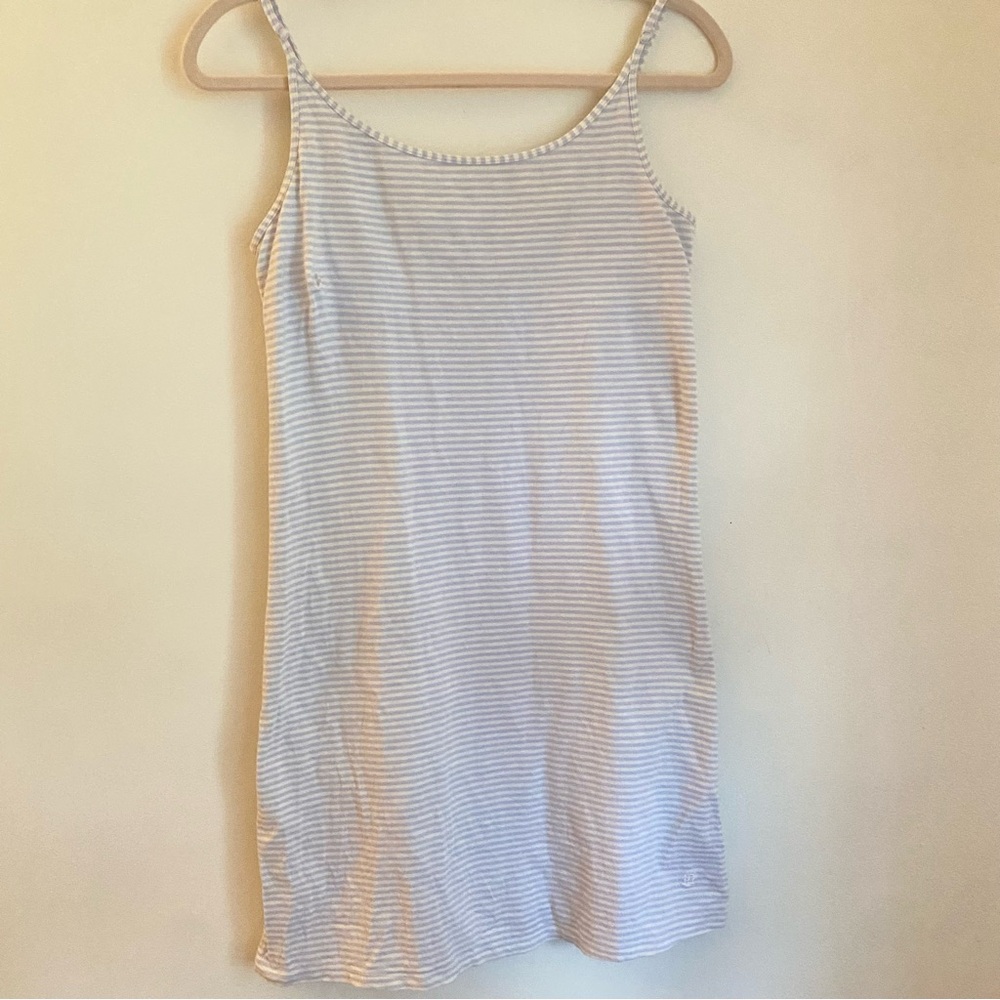 Blue & White Striped Spaghetti Strap Dress